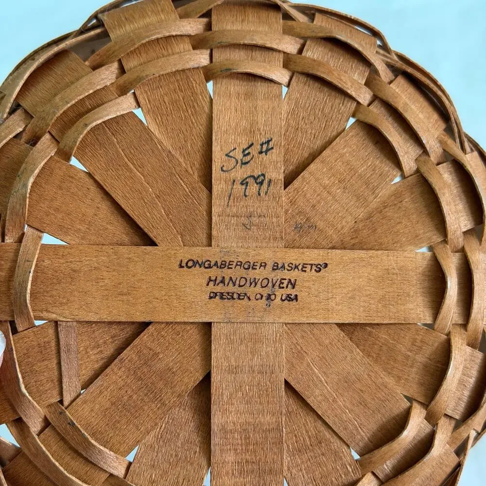 Vintage Longaberger Round ~6 inch Basket Handles Cottagecore 90s 1991